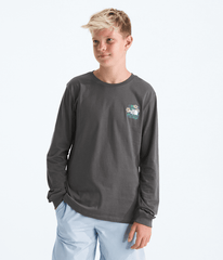 Boys Girls Evolution Disconnect LongSleeve TeeGraphic TNF Anthracite Grey BACK
