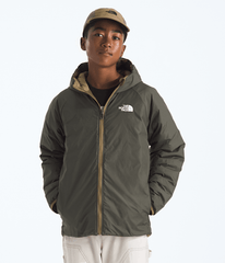 Boys Reversible Perrito Hooded Jacket TNF CedarNew Taupe Green HERO2