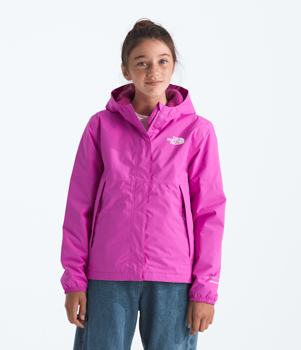 Girls Warm Antora Rain Jacket TNF Violet Crocus Main