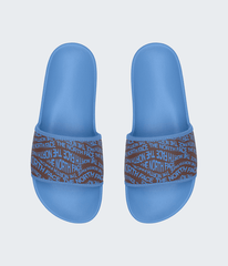 Mens Base Camp Slides III TNF Logo Mania PrintMarina Blue DETAILINSTEP