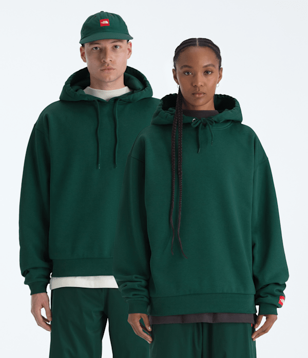 Mens TNF Red Box Hoodie TNF Hunter Green Main