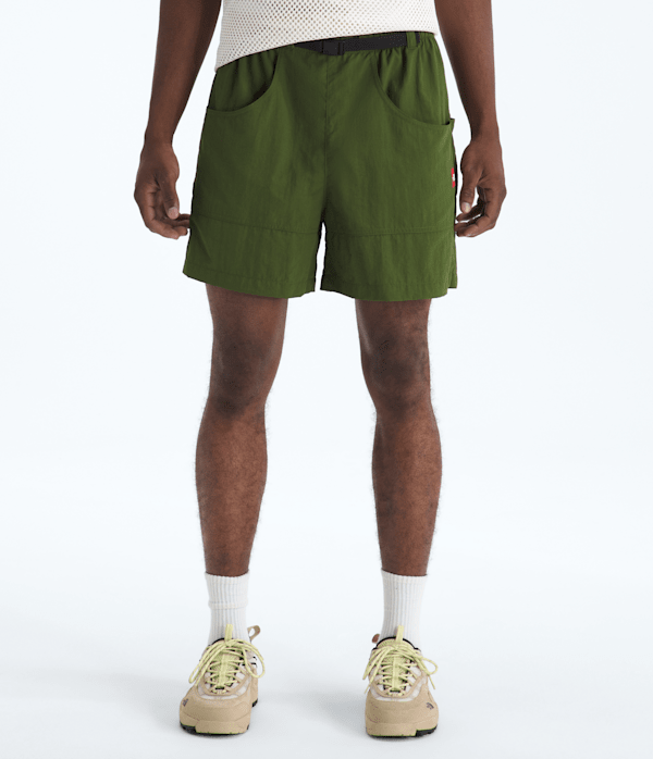 Mens TNF Red Box Nylon Belted Shorts TNF Woodland Green Main