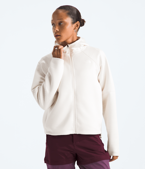 Womens DOTKNIT Thermal FullZip Hoodie TNF White Dune Main