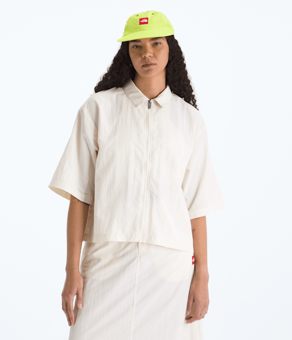 Womens TNF Red Box Nylon ShortSleeve Shirt TNF White Dune Main