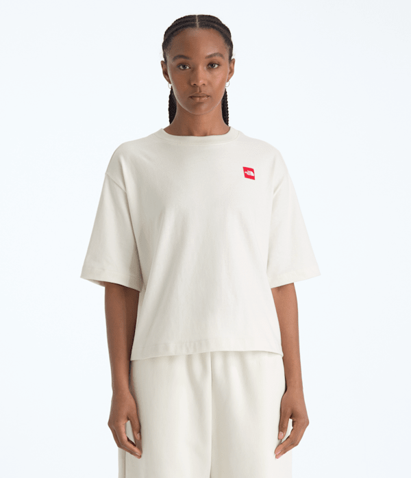 Womens TNF Red Box ShortSleeve Boxy Tee TNF White Dune Main