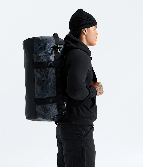Base Camp DuffelM TNF TNF Black Glowing Topo Print MODELBACK