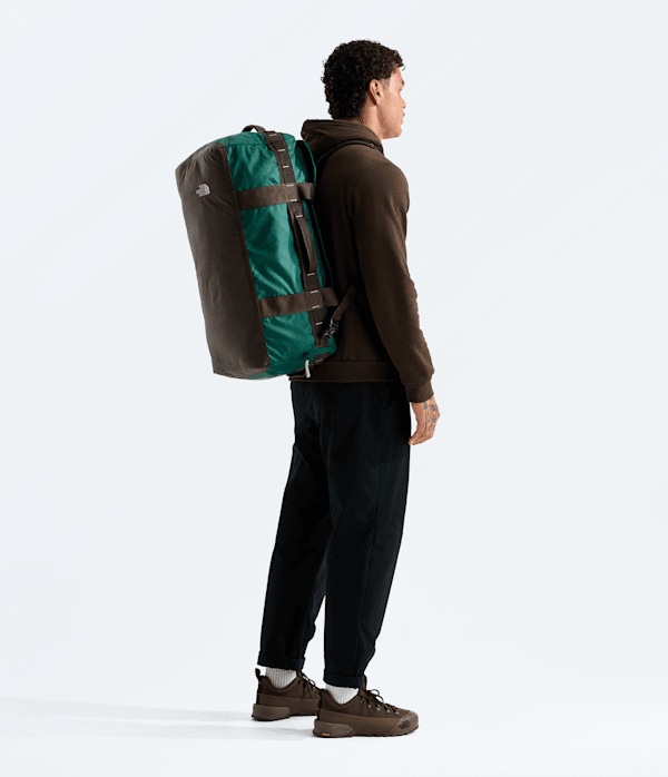 Base Camp Voyager Duffel62L TNF Pacific TealDark ChestnutStone Slab MODELBACK