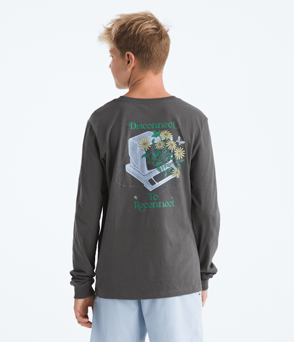Boys  Girls Evolution Disconnect LongSleeve TeeGraphic TNF Anthracite Grey HERO2