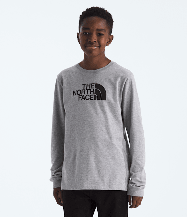 Boys  Girls Evolution Half Dome LongSleeve Tee TNF TNF Pale Grey Heather HERO2