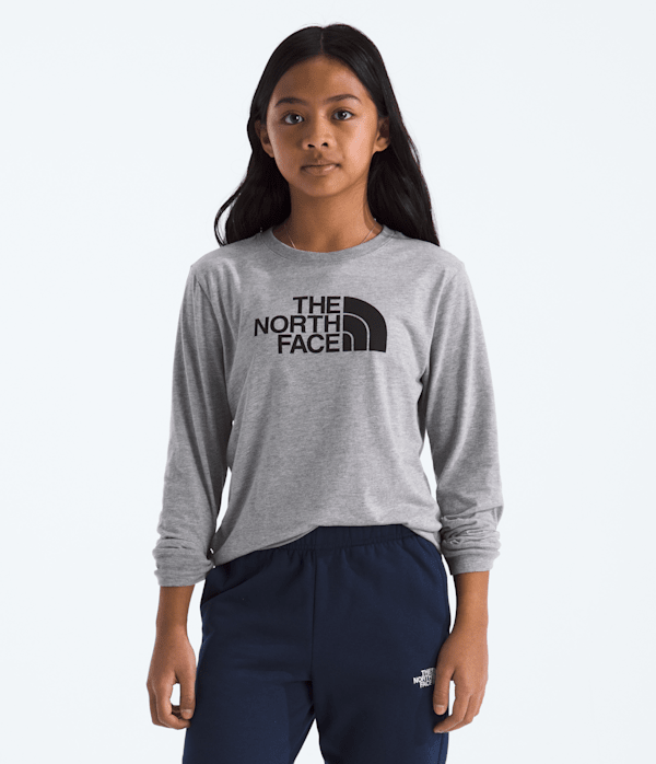 Boys  Girls Evolution Half Dome LongSleeve Tee TNF TNF Pale Grey Heather HERO3