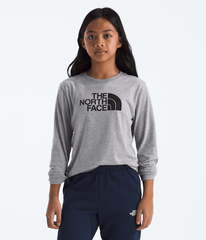 Boys  Girls Evolution Half Dome LongSleeve Tee TNF TNF Pale Grey Heather HERO3