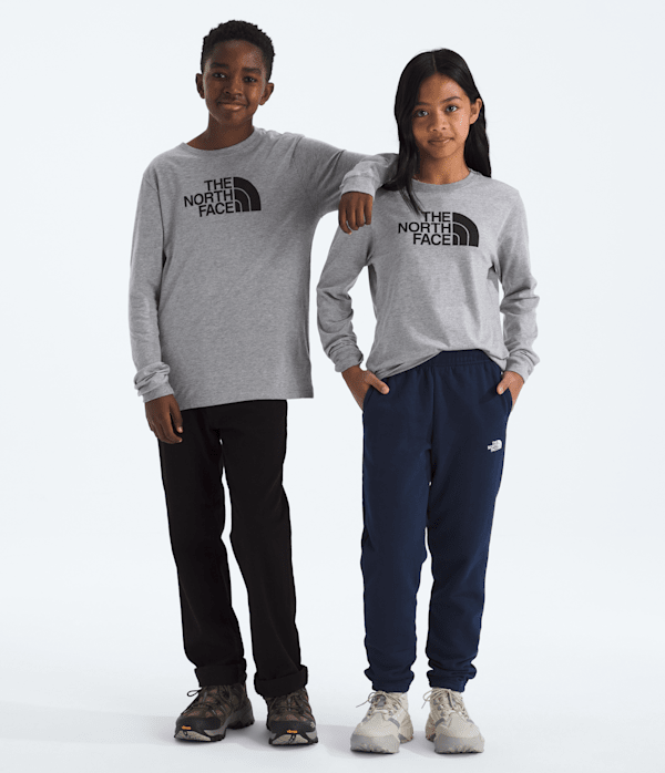 Boys  Girls Evolution Half Dome LongSleeve Tee TNF TNF Pale Grey Heather Main