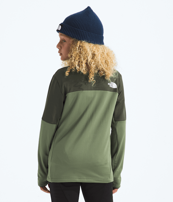 Boys  Girls Hike Mid Layer FullZip TNF Bark MistNew Taupe Green BACK