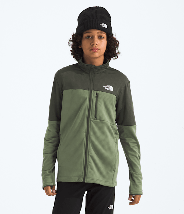 Boys  Girls Hike Mid Layer FullZip TNF Bark MistNew Taupe Green HERO3