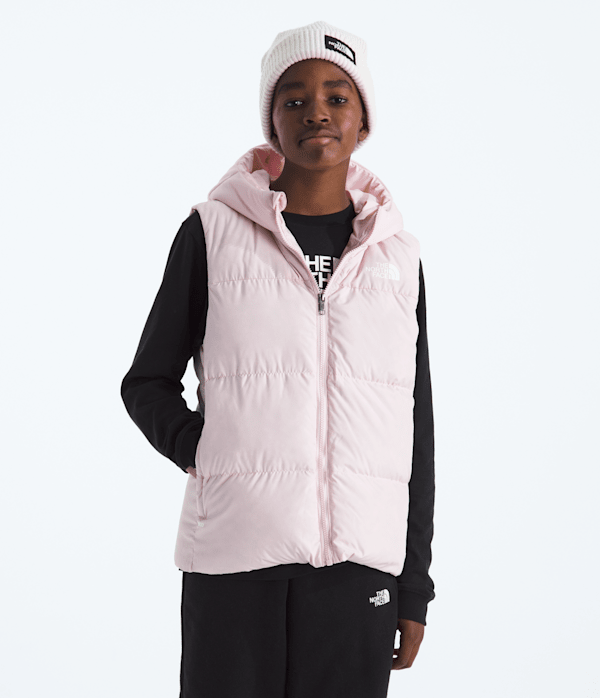 Boys  Girls North Down Hooded Vest TNF Pale Blossom HERO3