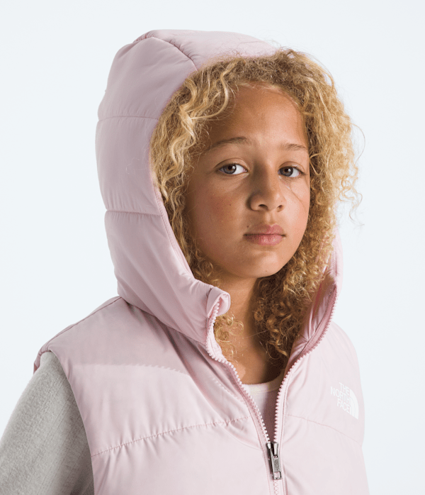 Boys  Girls North Down Hooded Vest TNF Pale Blossom MODELHOOD2