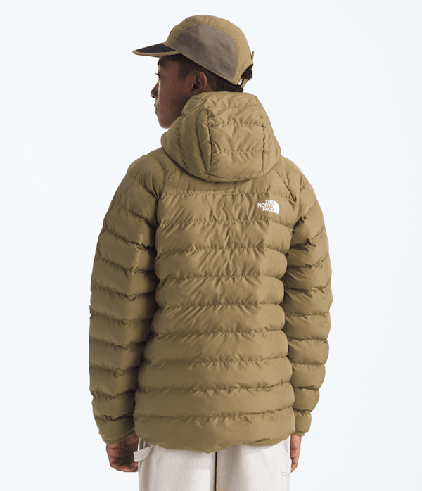 Boys Reversible Perrito Hooded Jacket TNF CedarNew Taupe Green BACK