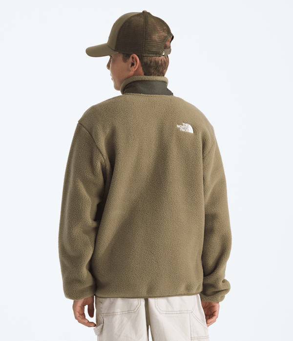 Boys Yumiori FullZip Jacket TNF CedarNew Taupe Green BACK
