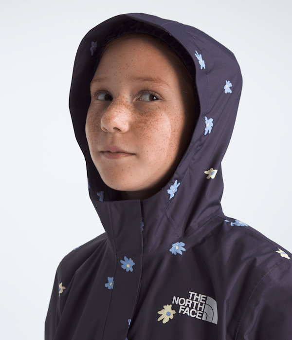 Girls Antora Rain JacketPrint TNF Endless Dusk Simple Flower MODELHOOD2