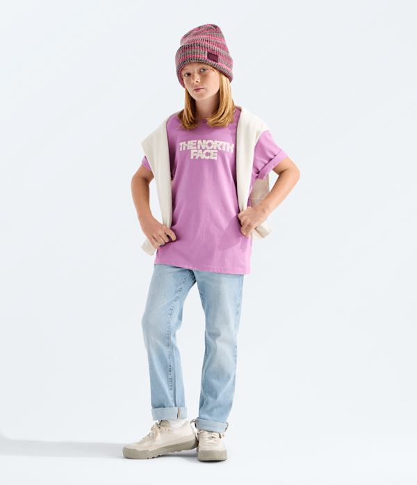 Girls Chalbi Relaxed ShortSleeve TeeGraphic TNF Hushed Lavender HERO2