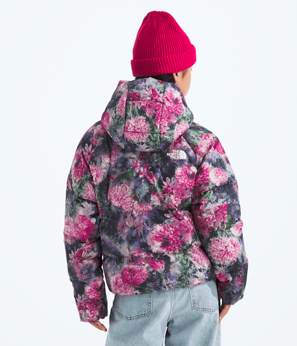 Girls North Down Hooded JacketPrint TNF Pale Blossom Frozen Floral Print BACK