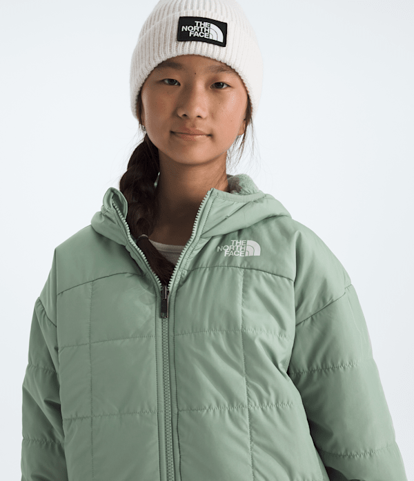 Girls Reversible Shasta Short Parka TNF Slate Moss HERO3