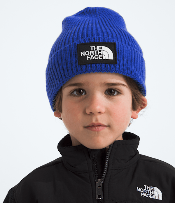 Kids TNF Logo Box Cuffed Beanie TNF MODELBACK
