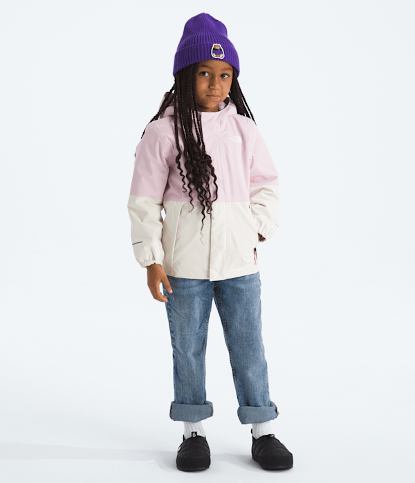Kids Warm Antora Rain Jacket TNF Pale BlossomWhite Dune HERO2