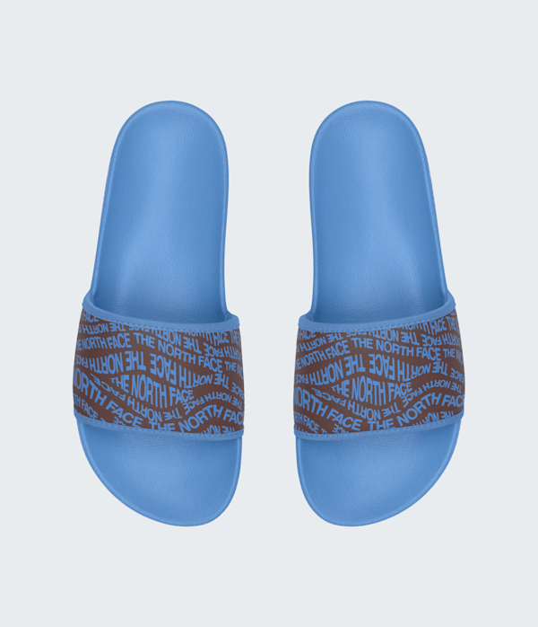 Mens Base Camp Slides III TNF Logo Mania PrintMarina Blue DETAILINSTEP