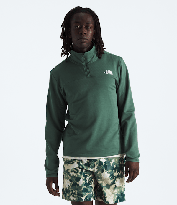 Mens Cedar Trail Grid Fleece Zip TNF Duck Green Main