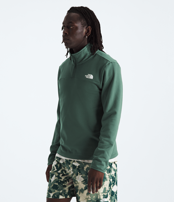 Mens Cedar Trail Grid Fleece Zip TNF Duck Green MODEL34