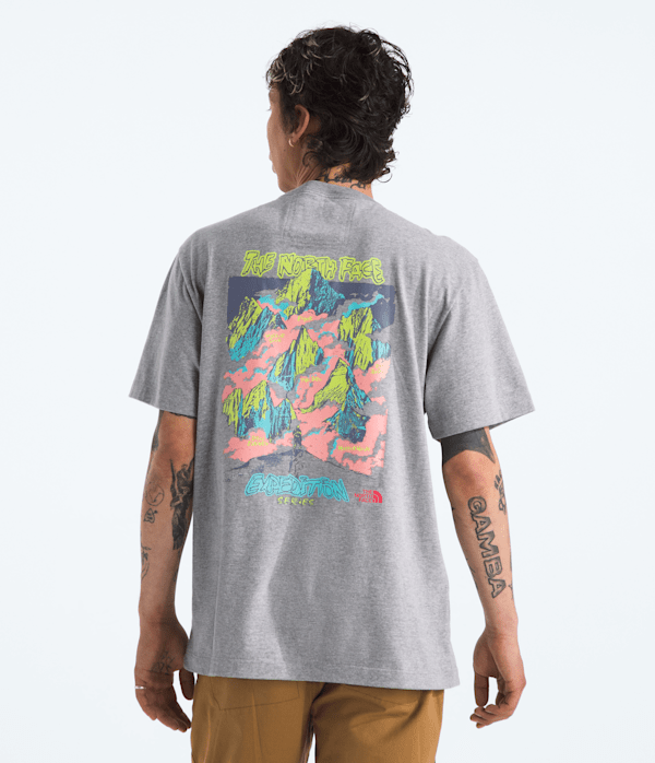 Mens TNF Essential Expedition Series ShortSleeve TeeGraphic TNF TNF Pale Grey Heather Main