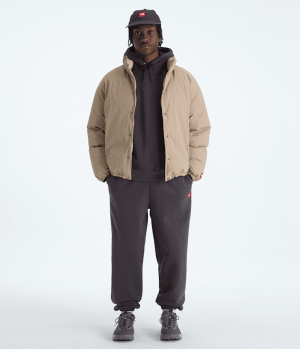 Mens TNF Red Box Down Jacket TNF Mushroom Grey HERO2