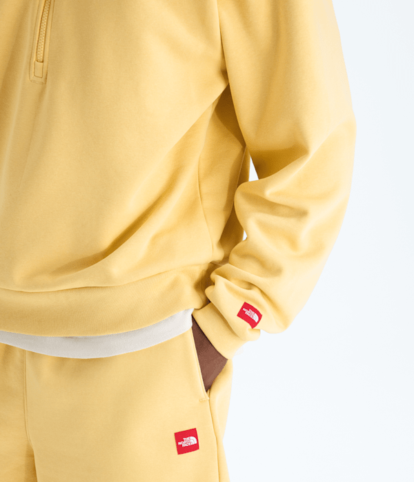 Mens TNF Red Box Half Zip TNF Honeyed Sand HERO3