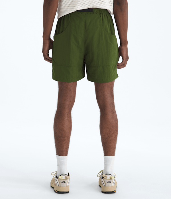 Mens TNF Red Box Nylon Belted Shorts TNF Woodland Green BACK