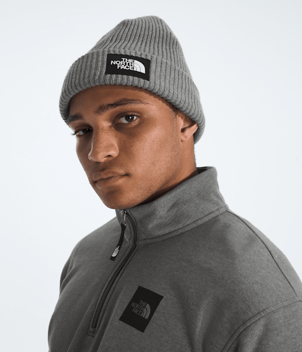 Salty Lined Beanie TNF TNF Medium Grey Heather MODELBACK
