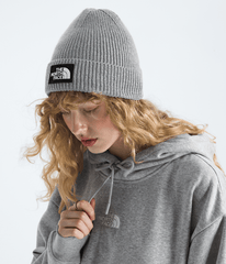TNF Logo Box Cuffed Beanie TNF TNF Medium Grey Heather MODELBACK