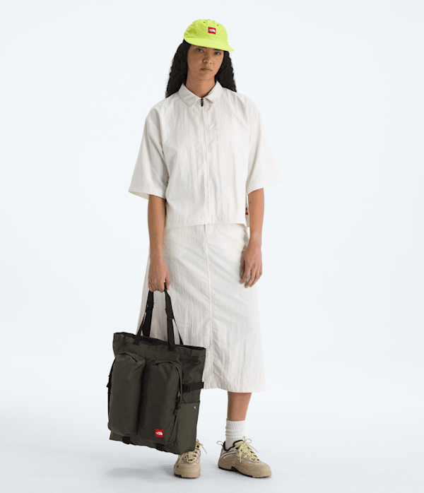 TNF Red Box Tote Bag TNF New Taupe Green MODELBACK