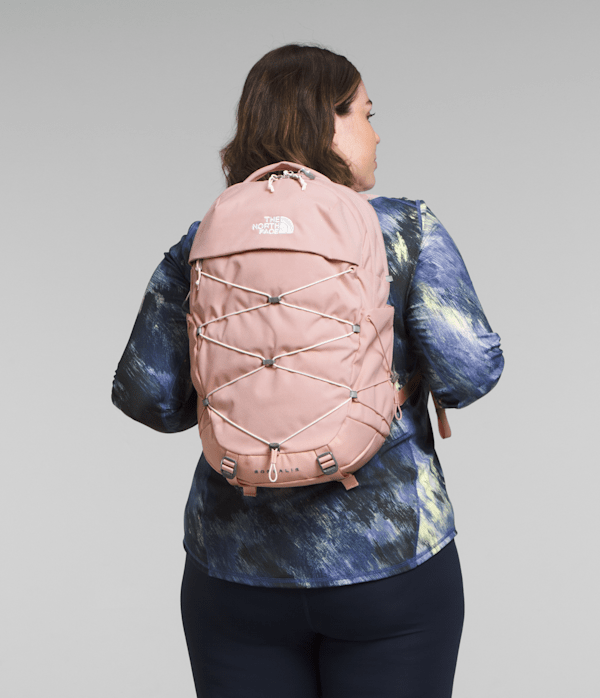 Womens Borealis Backpack  27L TNF Pink Moss Dark HeatherGardenia White MODELBACK
