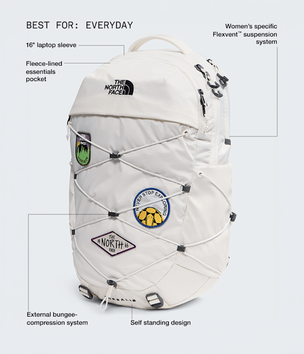 Womens Borealis Patch Backpack  27L TNF White Dune Patch HERO2