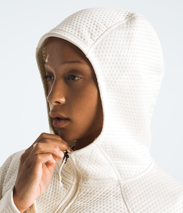 Womens DOTKNIT Thermal FullZip Hoodie TNF White Dune MODELHOOD1