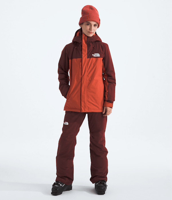 Womens Freedom Insulated Bibs TNF Sumac HERO2