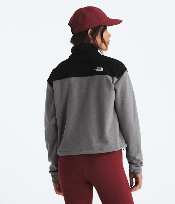 Womens Glacier Fleece Zip Short Jacket TNF TNF Mid Grey HeatherTNF Black BACK