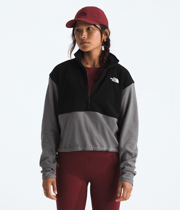 Womens Glacier Fleece Zip Short Jacket TNF TNF Mid Grey HeatherTNF Black Main