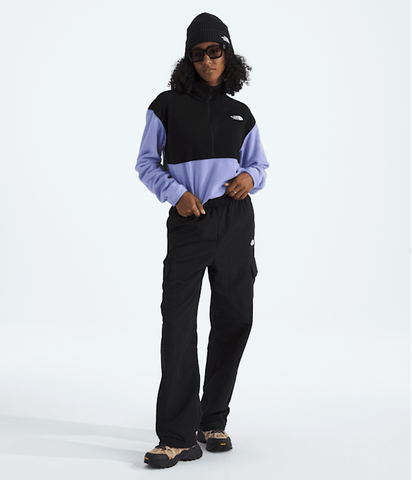 Womens Glacier Fleece Zip Short Jacket TNF Periwinkle GlowTnf Black HERO2