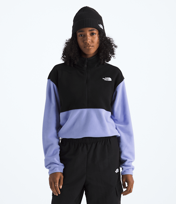 Womens Glacier Fleece Zip Short Jacket TNF Periwinkle GlowTnf Black Main