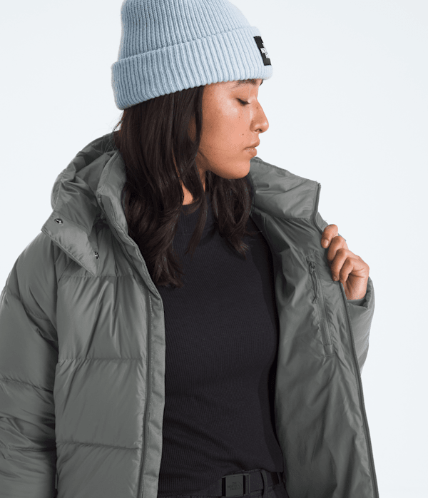 Womens Hydrenalite City Down Hooded Parka TNF Smoked Pearl MODELINT