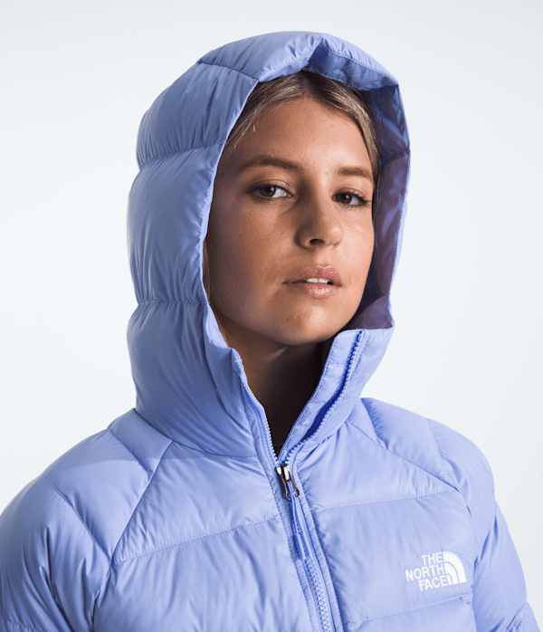 Womens Hydrenalite Down Hoodie TNF Periwinkle Glow MODELHOOD2