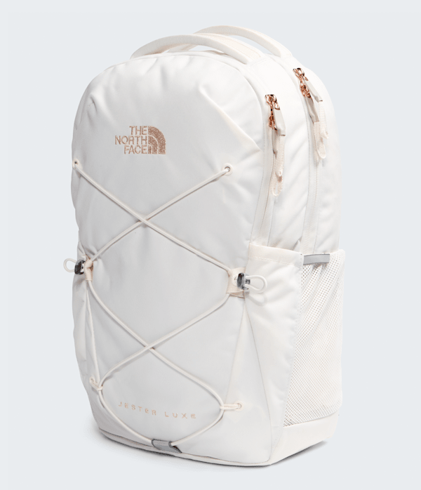 Womens Jester Luxe Backpack  27L TNF White DuneBurnt Coral Metallic FRONT34