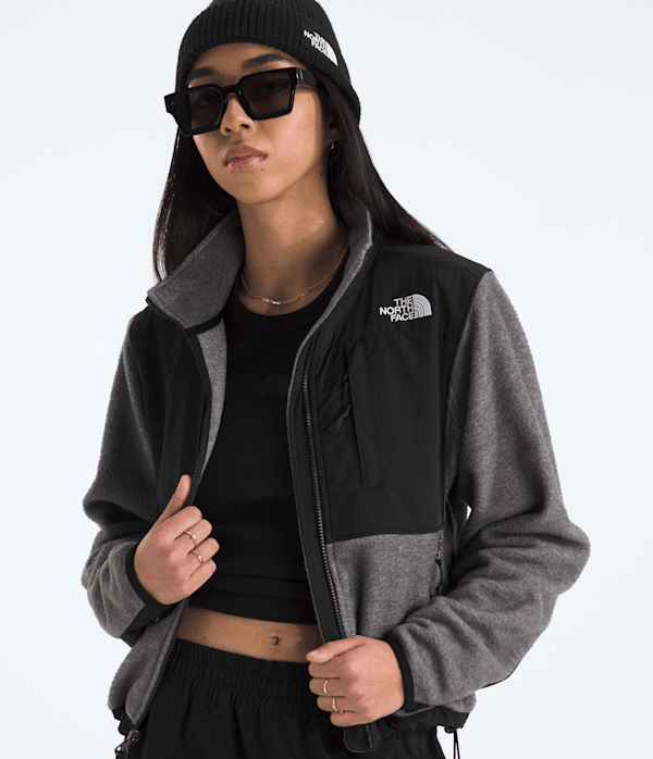 Womens Retro Denali Jacket TNF TNF Mid Grey HeatherTNF Black HERO3